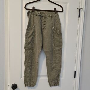 Free People "Desert Haze" Olive Textured Harem Pants. Size 0 EUC